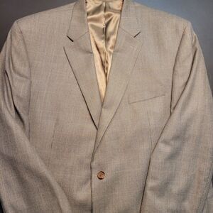 Lauren Ralph Lauren Mens 46L Blazer Sport Coat Check Beige Brown Tan EUC